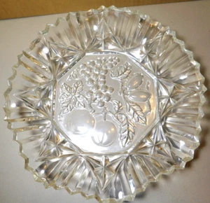 Federal Glas ~ Servierschale gewellter Rand Rand & eingerücktes Obst Design auf Boden - Bild 1 von 22
