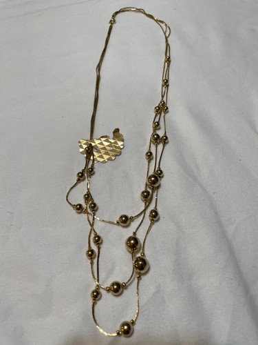 VETEMENTS collana metallo tono oro con perline nuova lunghezza 21 pollici