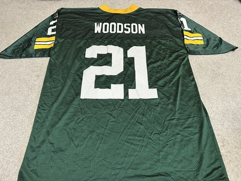 Charles Woodson HOF Green Bay Packers Football Jersey Men’s Large Vintage Reebok Cover
