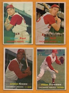 1957 Topps Cincinnati Redlegs 4 card lot Bell Post Crowe Freeman EXMT *rs - Picture 1 of 2