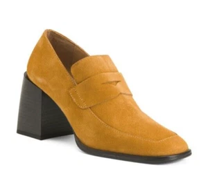 Intentionally Blank Missy Loafer Heel in Tawny Suede Size 39 / 8.5 - Picture 1 of 10