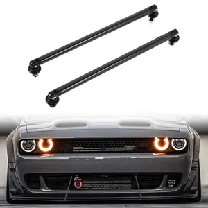 2X Barra de soporte divisor de labios parachoques delantero ajustable negro - Imagen 1 de 10