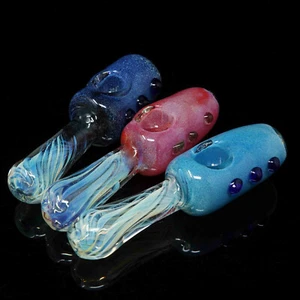 5,5" Handgefertigte Dicke Farbwechsel Stick Pop Rauchen Schüssel Glas Löffel Pfeifen - Bild 1 von 17