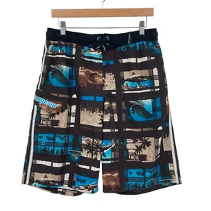 ZeroXposur Swim Trunks Boys XL Multicolor Sharks Surfing Flat Front Drawstring - Picture 1 of 13