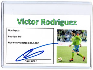 Tarjeta índice 3x5 firmada autografiada por Victor Rodriguez MLS Sounders A - Imagen 1 de 1