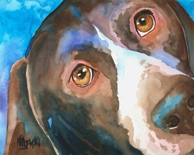 German Shorthaired Pointer Print Original Fine Art Watercolor by Ron Krajewski - Image 1 of 4