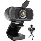 Webcam HD 1080PWebcam with Microphone USB Desktop Laptop Camera with 110 Degr...