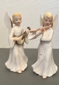 Lefton Vintage Himmlischer Engel goldfarbene Borte 1083 2er Set - Bild 1 von 6