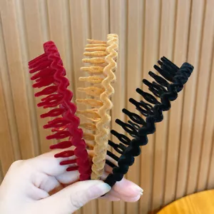 Women Toothed Headband Wave Sports Sharks Tooth Matte Flocking Hair Accessories - Picture 1 of 15
