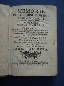 PANELLI D'ACQUAVIVA-MEMORIE UOMINI ILLUSTRI IN MEDICINA...MARCA D'ANCONA-ASCOLI - Imagen 1 de 3