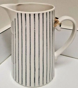 Farm Ticking Collection Pitcher Gray Striped Country Farm House Home Essentials - Picture 1 of 7
