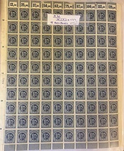 1920 GERMANY OFFICIAL STAMPS Full sheet 1M 25pf Indigo/yellow SG0134 Michel 31 - Picture 1 of 1