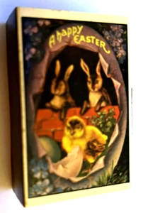 Vintage 3 kleine Mini Ostern Streichholzschachtel Puzzles Hong Kong Merrimack 12 Teile - Bild 1 von 4