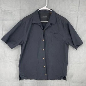 Camisa Tommy Bahama Abotonada Para Hombre Grande Negra Mezcla Seda Bordada Avión - Imagen 1 de 10