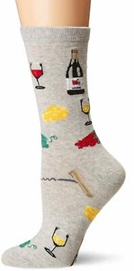(31184) K. Bell Women's Crew Socks 1 Pair, Wine and Cheese, Women's 4-10 - Picture 1 of 1