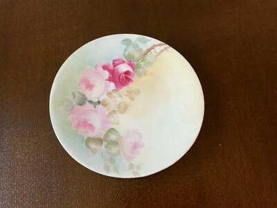 Антикварная декоративная тарелка J.P. L. Jean Pouyat Limoges Франция 8,5 дюйма розовые розы - Изображение 1 из 4