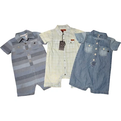 Calvin Klein 18 mos Oshkosh 7 For Mankind 牛仔牛仔连身裤套装短裤 — 第 1/4 张图片