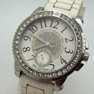 Juicy Couture Quartz Watch Women 30m Silver Steel Silver White Rubber New Batter - Picture 1 of 6