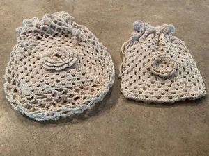 Vintage Häkel Handtasche klein creme Handtaschen Handarbeit Boho Taschen - Bild 1 von 5