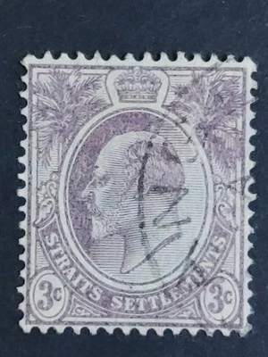Straits Settlements 1904 King Edward VII Wmk MCCA 3c - 1v Used #2 - Image 1 of 2