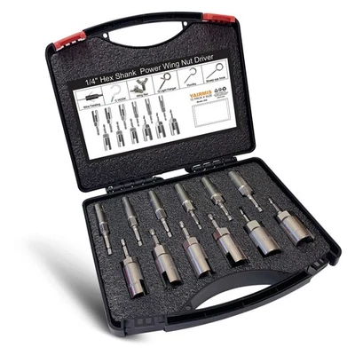 12 Pack 1/4" Hex Shank，Power Wing Nut Driver Set,Slot Wing nuts Drill Bit Soc... - Image 1 of 4