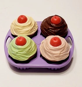 Vintage Fisher Price Fun With Food Cupcakes Complete Purple Pan - Picture 1 of 10