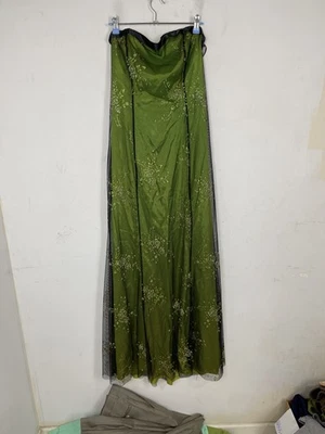 Zum Zum Niki Livas Dress Size 9 Fairy Green Mesh Floral Lace Up Prom Formal Gown - Image 1 of 4