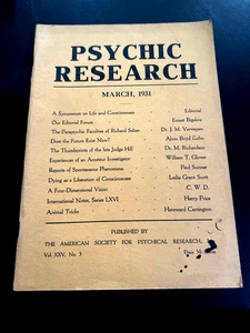PSYCHIC RESEARCH March 1931 Vol. XXV No. 3 - Very Rare Paranormal Magazine - Picture 1 of 7