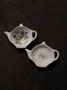 Vintage Ebeling & Reuss Company Porcelain “Floral” Tea Bag Holder + Blue Flowers - Picture 1 of 9