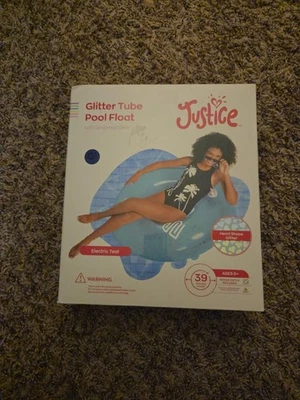 Justice Glitter heart teal 39" Tube Pool Float w/Grab handles, Heart Shape - Image 1 of 2
