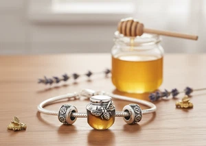 Charm For Bracelet Or Necklace Sterling Silver 925 honey - Picture 1 of 5