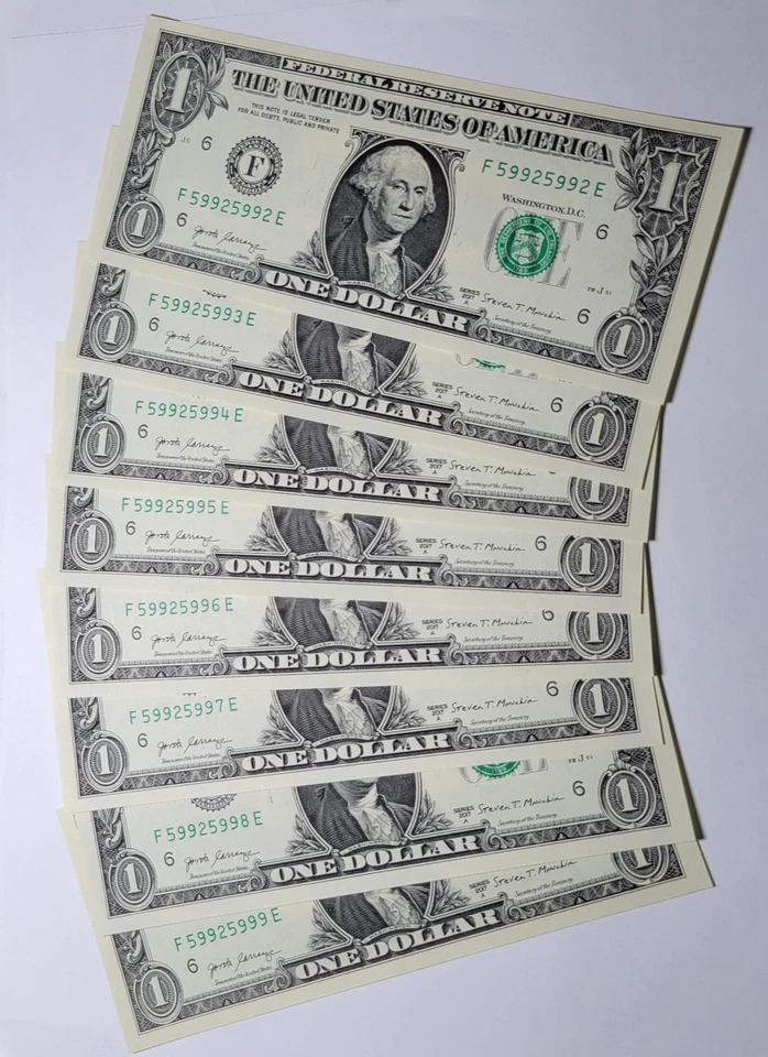 2017 Atlanta Fed Res $1 RADAR Bank Note Serial #59925992 + 7 Consec ~ GEM UNC ~ - Image 1 of 4