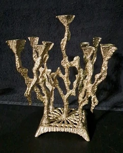 VINTAGE WAINBERG ISRAEL BRASS 9 CANDLE CANDELABRA - Picture 1 of 6