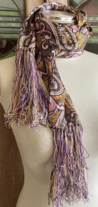 60er Vintage Quaste Fransen Schal GO GO MOD GROOVY SMOKING DEN rosa Paisley MCM - Bild 1 von 5