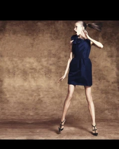 Red Valentino Polka Dot Print Mini Dress Bow Accents Black Size IT42- US4 $695 - Picture 1 of 7