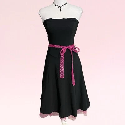vintage y2k Ruby Rox mallcore scene emo pink tulle party dress 3 black strapless - Image 1 of 4