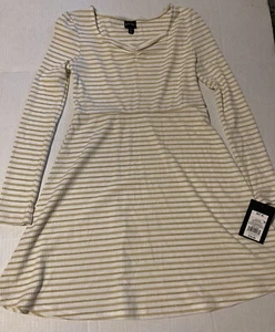NWT Art of Class White Gold striped girls dress M 7 - 8  - Picture 1 of 4