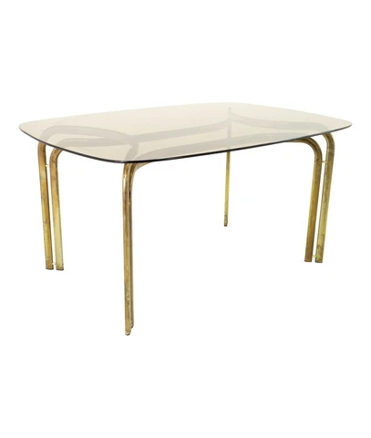 Milo Baughman Style Mid Century Brass and Glass Dining Table Cover
