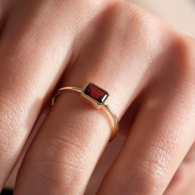 Bezel Set 10K Yellow Gold With Simulated 0.50CT Red Ruby Solitaire Promise Ring - Image 1 of 4