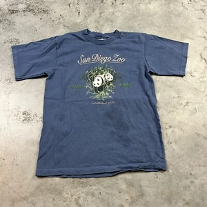 San Diego Zoo Panda Shirt Youth 11/12 Blue Baby Tee Stains Short Sleeve Preowned - Picture 1 of 9