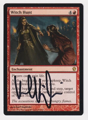 Signed Witch Hunt HP Commander 2013 Artist Karl Kopinski WOTC MTG Magic Red Rare - Image 1 of 2