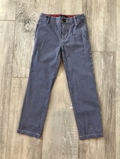 Mini Boden Sz 6 Boys Blue White Striped Pants Trousers Adjustable Waist