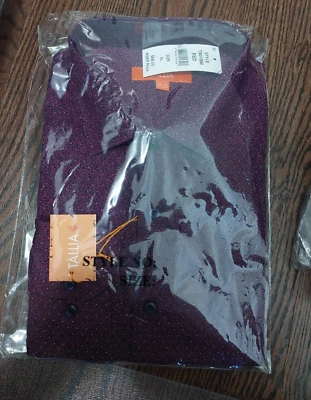 Новый с Ярлыками 89,50 ТАЛЛИЯ мужчин красный {бордовый] длинным рукавом платье рубашка размер XL-17,5 шеи - Изображение 1 из 2