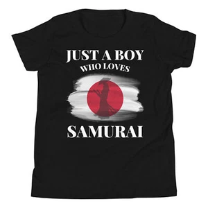 Just a Boy Who Loves Samurai Japanese Warrior Fighter Youth Short Sleeve T-Shirt - Picture 1 of 5