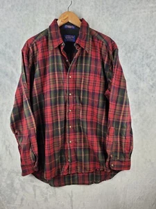 Vtg Pendleton Virgin Wool Flannel Shirt Mens sz L Made In USA Plaid - Picture 1 of 13