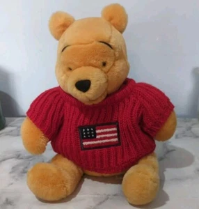 Maglione Disney Store Winnie The Pooh Peluche Bandiera 12" 4 Luglio Pooh - Foto 1 di 8