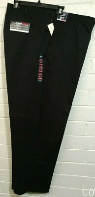 NEW BIG & TALL Men ROUNDTREE & YORKE DRESS PANTS Size 58Wx32L BLACK NON IRON F/F - Image 1 of 4