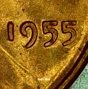 1955 P Lincoln Wheat Cent Poor Man's Doubled Die Vorderseite Penny rot DDO RPM - Bild 1 von 6