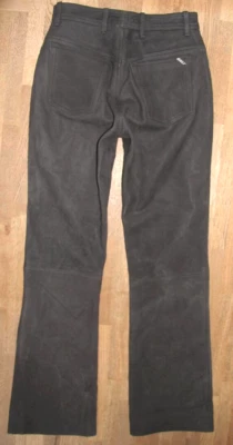 " ONLY " Bootcut- LEDERJEANS / Nubuk- Lederhose in schwarz ca. W29-30"/ L34" - Bild 1 von 4