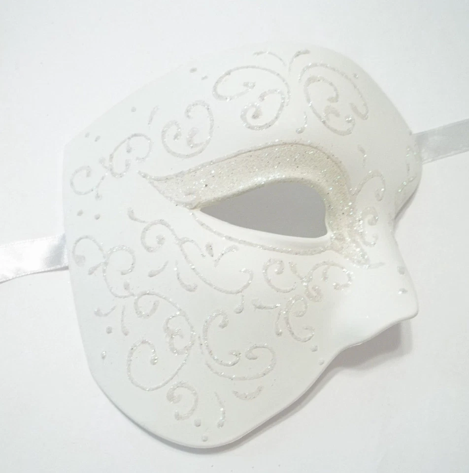 Off White Phantom of The Opera Costume Masquerade Mardi Gras Party Mask - Image 1 of 4